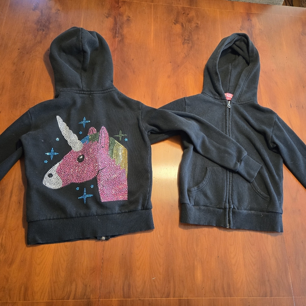Two Butter unicorn hoodies side small 5/6